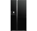 Hitachi Side by Side Kühlschrank R-MX700GVRU0-GBK , 3 Türen, 92 cm, 700 Liter, Schwarz Glas