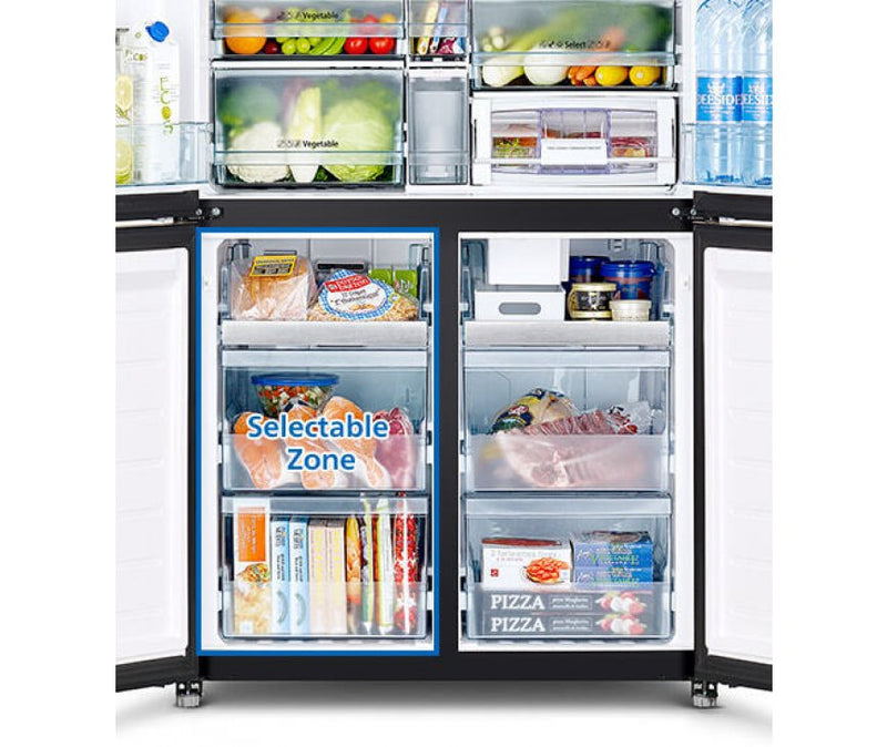 Hitachi French Door Kühlschrank R-WB640VRU0-GBK , 4Türen, 90 cm, 640 Liter, Schwarz Glas