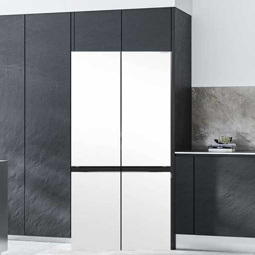 Hitachi French Door Kühlschrank R-WB640VRU0X-MGW , 4Türen, 90 cm, 640 Liter, Matt Weiß