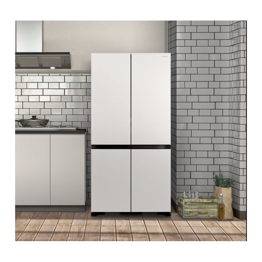 Hitachi French Door Kühlschrank R-WB640VRU0X-MGW , 4Türen, 90 cm, 640 Liter, Matt Weiß