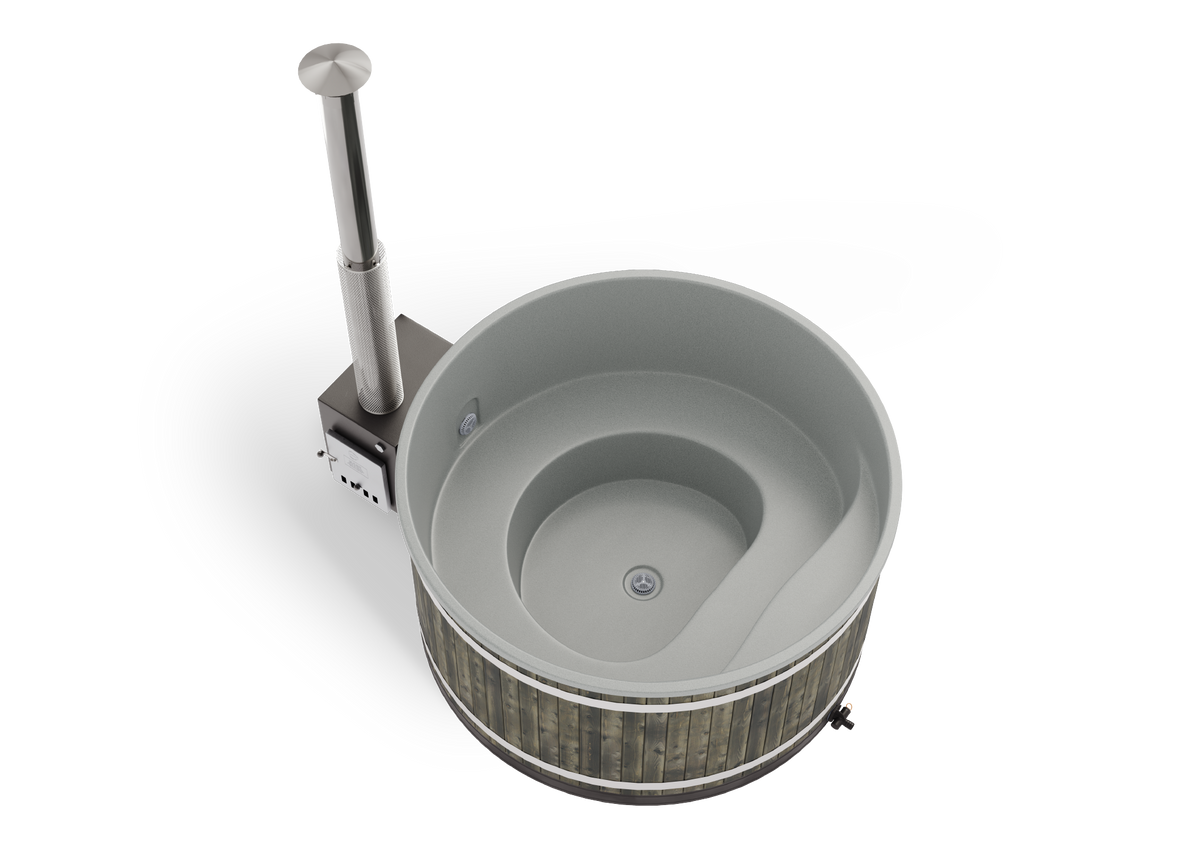Harvia Hot Tub Family L CUBE ST CoalBlack, LightGray für 6–8 Personen