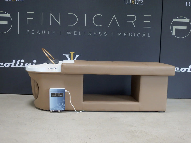 Collini Professionelle Headspa Liege - Satori mit Haardampfer, Hocker und Massagefunktion - Taupe
