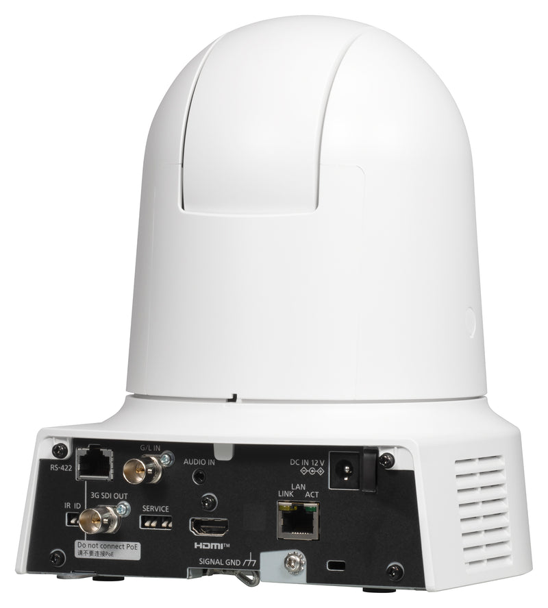 PANASONIC AW-UE80 - Caméra PTZ 4K UHD avec fonction panoramique et inclinaison (zoom optique 24x | objectif grand angle | stabilisateur d'image OIS + EIS | version 3G-SDI et HDMI | logiciel de suivi automatique | PoE++) - en blanc