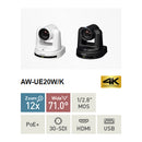 PANASONIC AW-UE20 - 4K UHD PTZ camera with pan &amp; tilt function (12x optical zoom | wide-angle lens | 3G-SDI &amp; HDMI version | PoE+) - in white