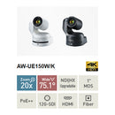 PANASONIC AW-UE150 - 4K UHD PTZ camera with pan &amp; tilt function (20x optical zoom | 2160/50p | optical image stabilizer | 12G-SDI/3G-SDI/HD-SDI/HDMI | PoE++) - in black - [B-STOCK]