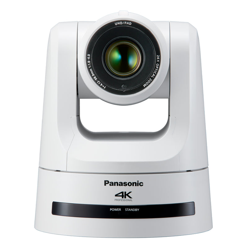 PANASONIC AW-UE100 - 4K UHD PTZ camera with pan &amp; tilt function (24x optical zoom | 2160/50p | wide-angle lens | OIS + EIS image stabilizer | 12G-SDI/3G-SDI/HD-SDI/HDMI | NDI + SRT support | PoE++) - in white