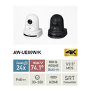 PANASONIC AW-UE80 - 4K UHD PTZ camera with pan &amp; tilt function (24x optical zoom | wide-angle lens | OIS + EIS image stabilizer | 3G-SDI &amp; HDMI version | auto-tracking software | PoE++) - in black
