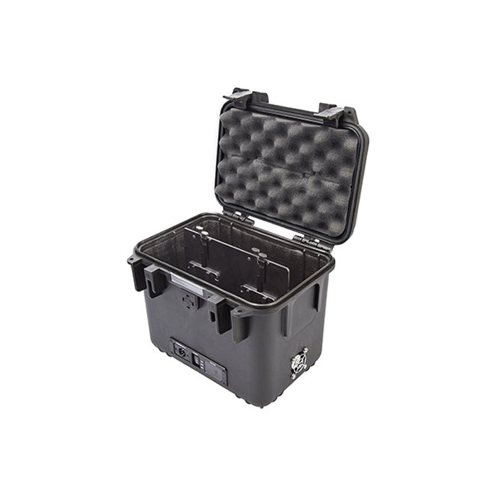 SWIT ELECTRONICS S-4040 - Centralina di alimentazione adatta per 4 batterie V-Mount (uscita CC 24V / 48V | indicatore di tensione batteria | caricabatteria incluso) - nero