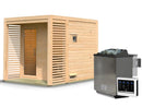 Karibu Saunahaus Angkor 2, 38 mm naturbelassen -inkl. 9 kW Bioofen ext. Steuerung-