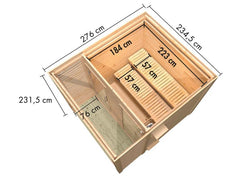 Karibu Saunahaus Angkor 2, 38 mm naturbelassen -inkl. 9 kW Bioofen ext. Steuerung- – Vorschau 17