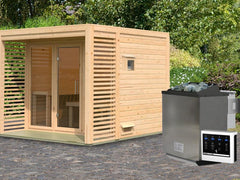 Karibu Saunahaus Angkor 3, 38 mm naturbelassen -inkl. 9 kW Bioofen ext. Steuerung- – Vorschau 16