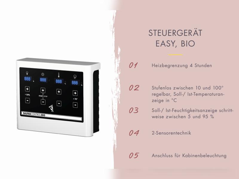 Karibu Saunahaus Angkor 3, 38 mm naturbelassen -inkl. 9 kW Bioofen ext. Steuerung-