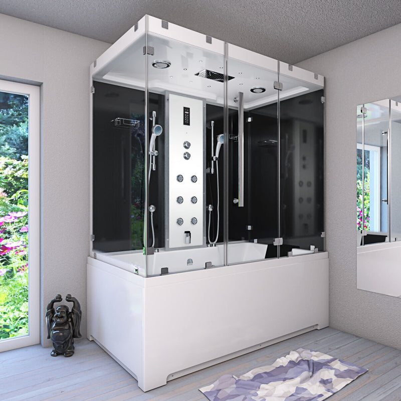 Acqua Vapore Kombination Badewanne Dusche K80-SW-EH-C-SC-EA Duschtempel 180x100 cm aktive Schlauch-Reinigung