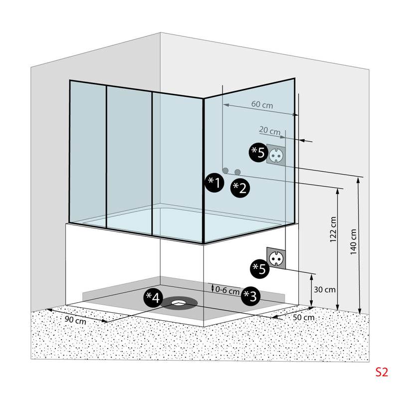 Acqua Vapore Kombination Badewanne Dusche K80-SW-TH-A-ALL Duschtempel 100x180 cm