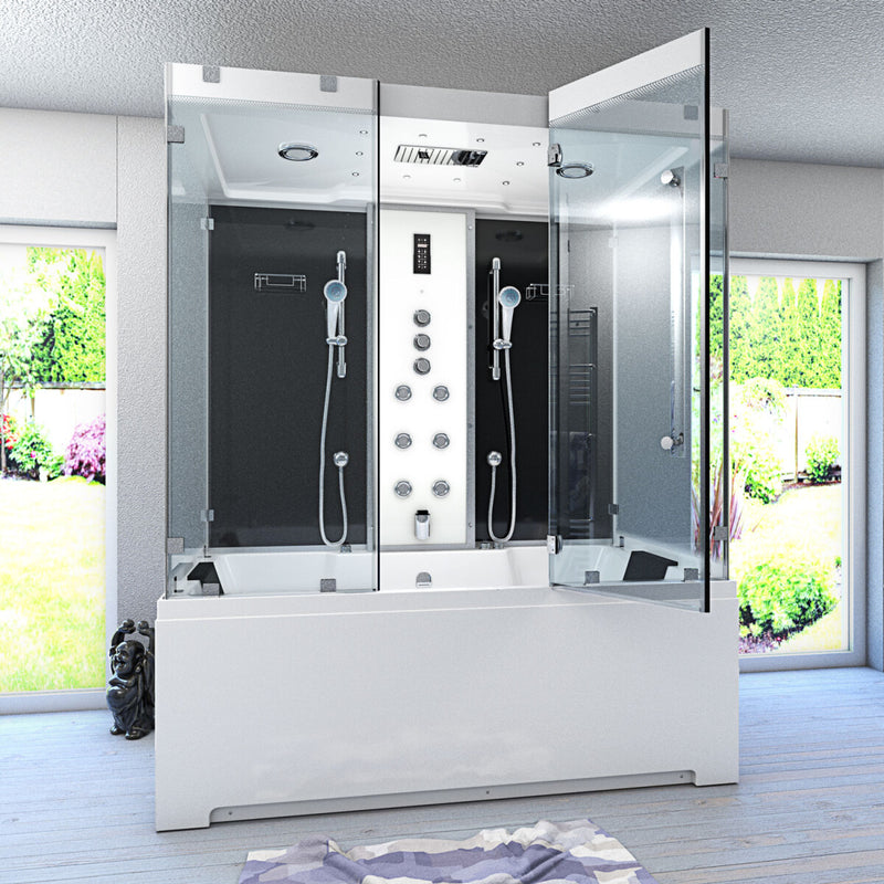 Acqua Vapore Kombination Badewanne Dusche K80-SW-TH-B-EC-EA Duschtempel 180x100 cm 2K Scheibenversiegelung