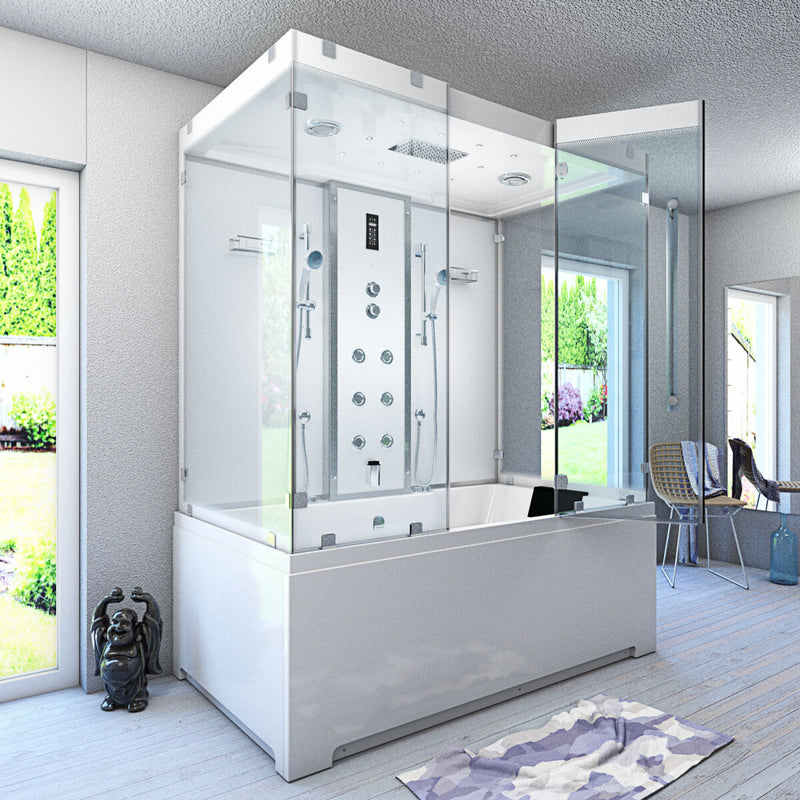 Acqua Vapore Kombination Badewanne Dusche K80-WS-EH-B-SC-EA Duschtempel 180x100 cm aktive Schlauch-Reinigung
