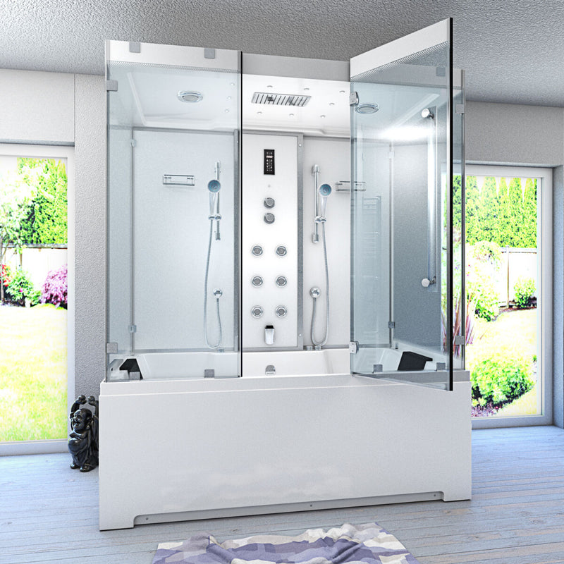 Acqua Vapore Kombination Badewanne Dusche K80-WS-EH-B-SC-EA Duschtempel 180x100 cm aktive Schlauch-Reinigung