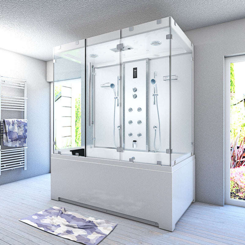 Acqua Vapore Kombination Badewanne Dusche K80-WS-EH-B-SC-EA Duschtempel 180x100 cm aktive Schlauch-Reinigung