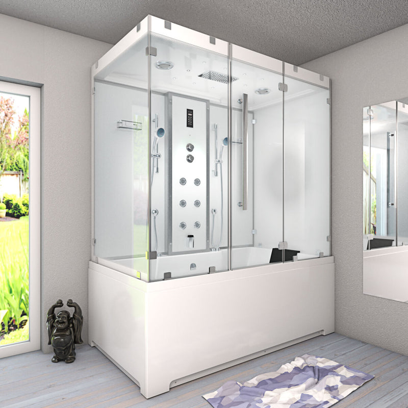 Acqua Vapore Kombination Badewanne Dusche K80-WS-EH-C-EC-EA Duschtempel 180x100 cm 2K Scheibenversiegelung