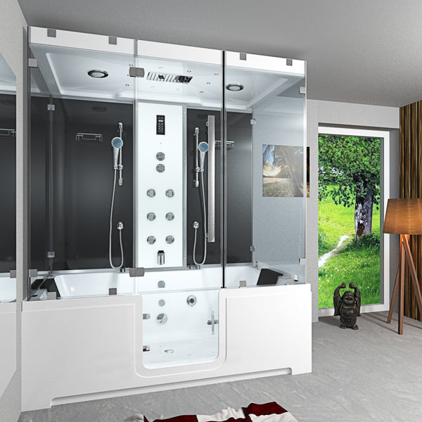 Acqua Vapore Kombination Badewanne Dusche K88-SW-EH-A-EC-EA Duschtempel 100x180 cm 2K Scheibenversiegelung