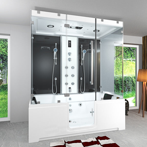 Acqua Vapore Kombination Badewanne Dusche K88-SW-EH-B-EC-EA Duschtempel 180x100 cm 2K Scheibenversiegelung