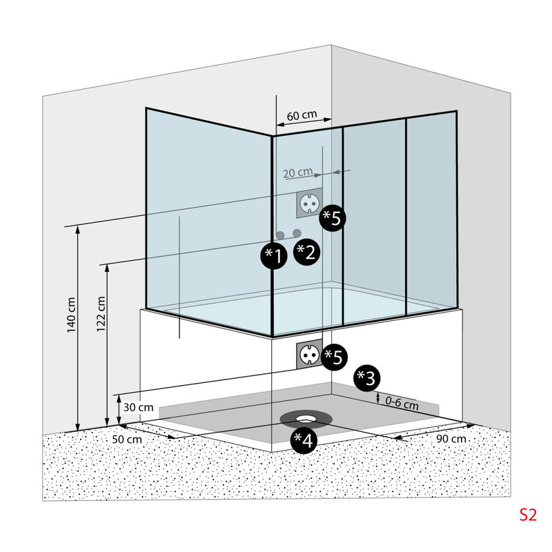 Acqua Vapore Kombination Badewanne Dusche K88-SW-TH-C-ALL Duschtempel 180x100 cm