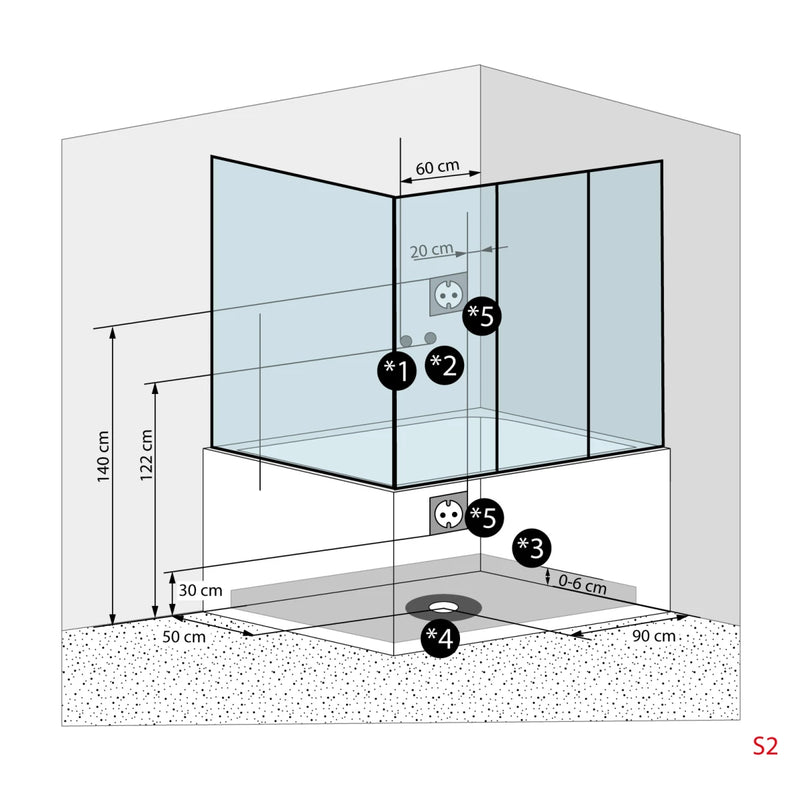 Acqua Vapore Kombination Badewanne Dusche K88-SW-TH-C-EC-EA Duschtempel 180x100 cm 2K Scheibenversiegelung