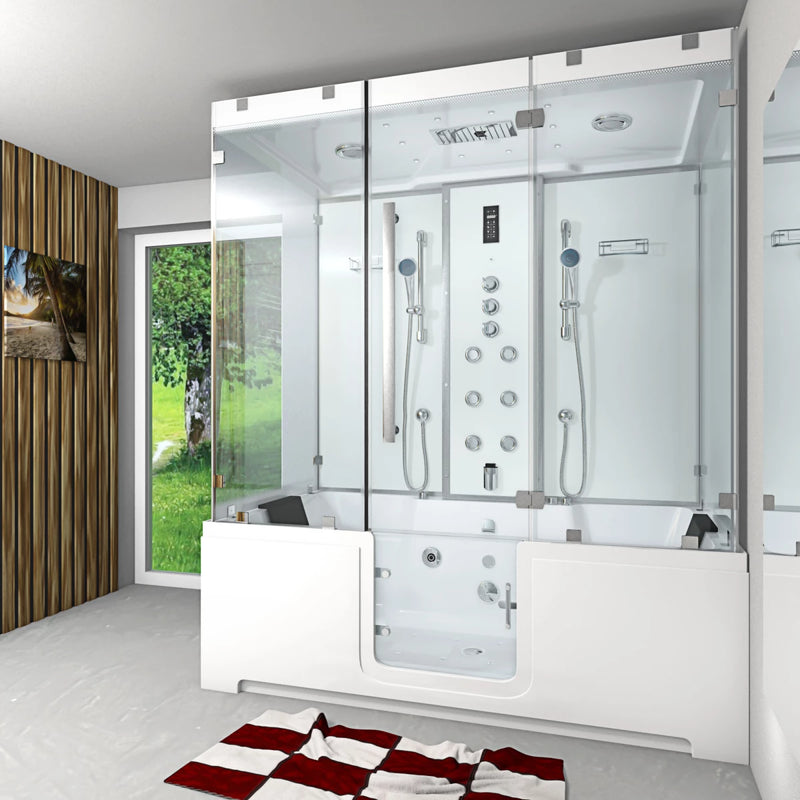 Acqua Vapore Kombination Badewanne Dusche K88-WS-TH-C-EC-EA Duschtempel 180x100 cm 2K Scheibenversiegelung