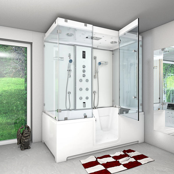 Acqua Vapore Kombination Badewanne Dusche K88-WS-TH-C-EC-SC-EA Duschtempel 180x100 cm Schlauchreinigung + Scheibenversiegelung