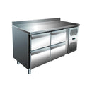 VIP Kühltisch mit 2 x 2 Schubladen und Aufkantung  -2 bis +8°C 1.360x700x960 mm