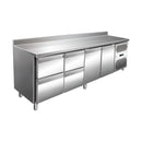 VIP Kühltisch mit 2x 2 Schubladen und 2 Türen und Aufkantung -2 bis +8°C 2.230x700x960 mm