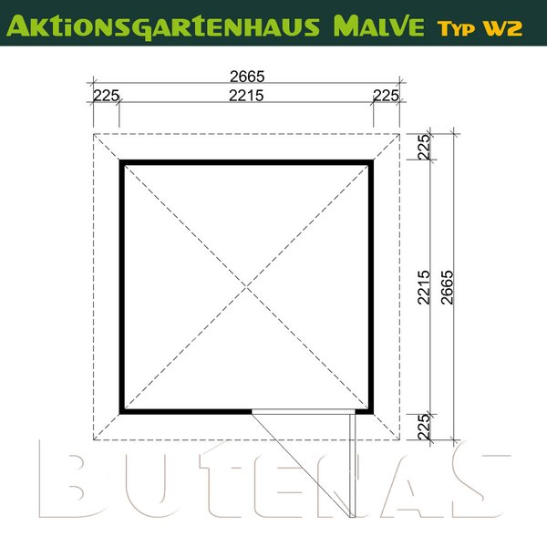Butenas Gartenhaus MALVE - Typ W2