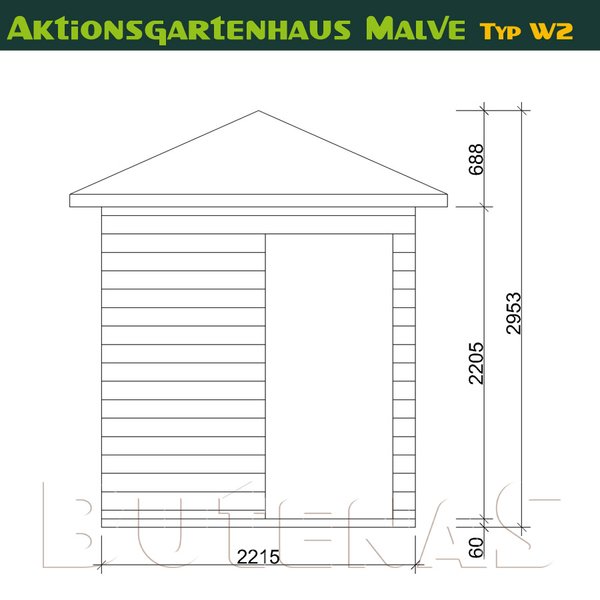 Butenas Gartenhaus MALVE - Typ W2
