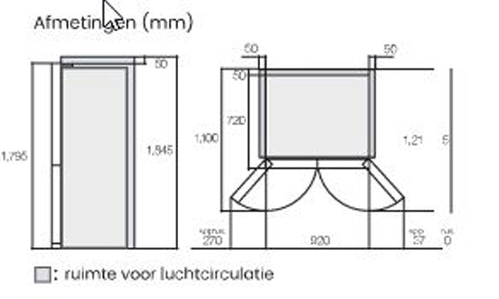 Hitachi Side by Side Kühlschrank R-MX700GVRU0-GBK , 3 Türen, 92 cm, 700 Liter, Schwarz Glas