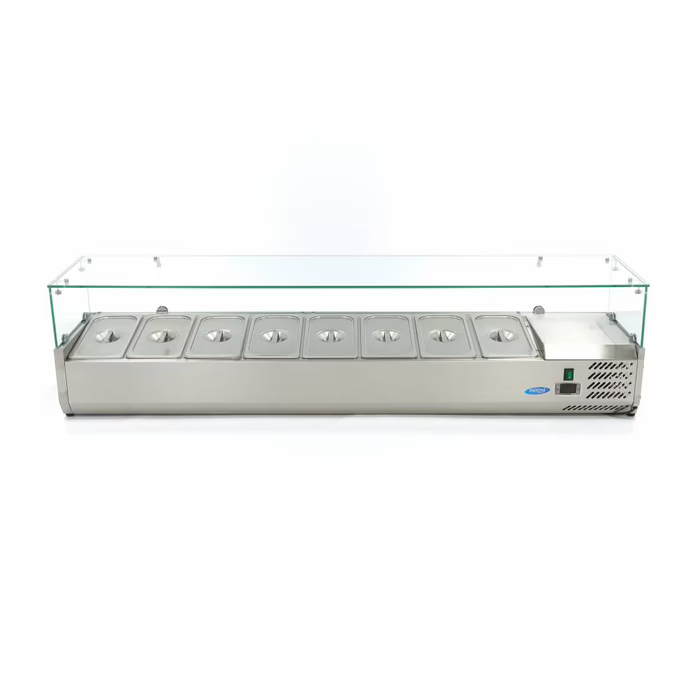 MAXIMA Gastro Aufsatzkühlvitrine - 180 cm - Passt 8 x 1/3 GN
