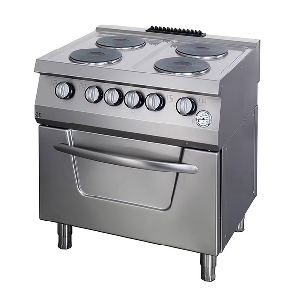 MAXIMA Gastro Heavy Duty Herd - 4 Brenner - Doppeleinheit - 70 cm Tief - mit Ofen - Elektrisch