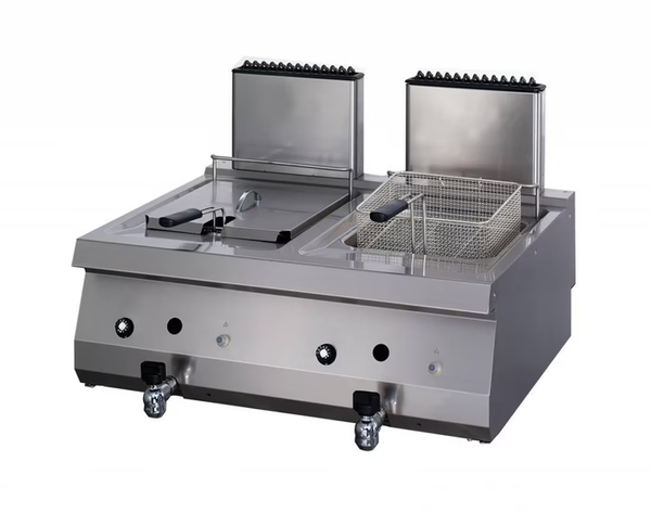 MAXIMA Gastro Heavy Duty Fritteuse - 2 x 12 l - Doppeleinheit - 70 cm Tief - mit Ablasshahn - Gas