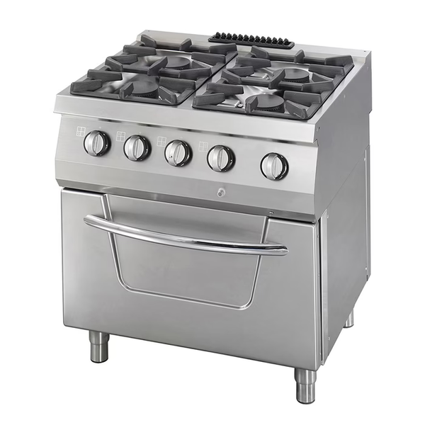MAXIMA Gastro Heavy Duty Herd - 4 Brenner - Doppeleinheit - 70 cm Tief - 37 kW - Gas inkl. Ofen
