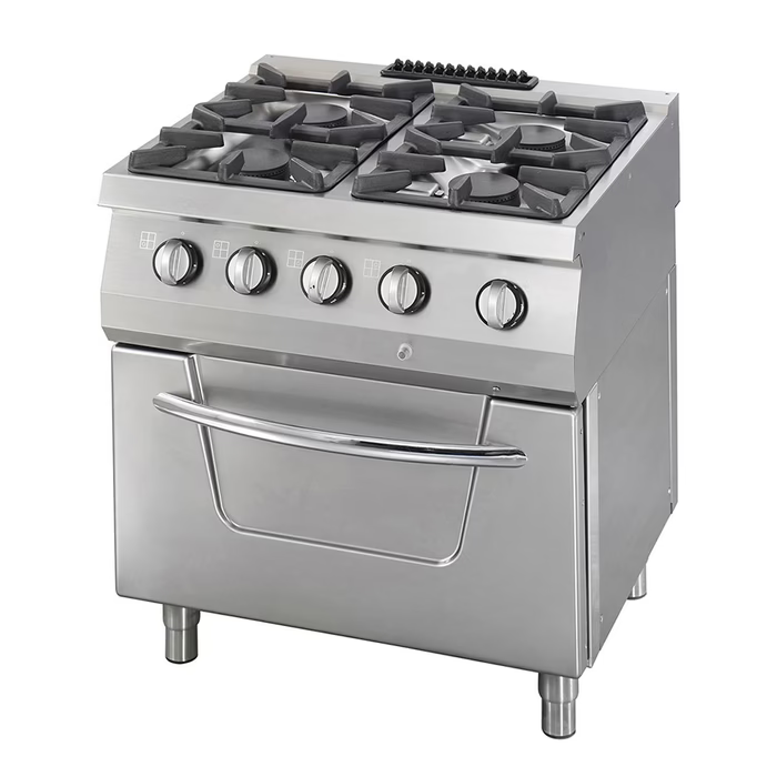 MAXIMA Gastro Heavy Duty Herd - 4 Brenner - Doppeleinheit - 70 cm Tief - 37 kW - Gas inkl. Ofen
