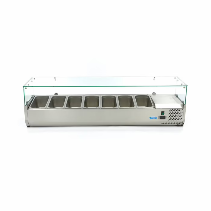 MAXIMA Gastro Aufsatzkühlvitrine - 160 cm - Passt 7 x 1/3 GN