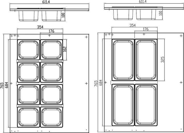 MAXIMA Gastro Saladette - 67 l - inkl. 8 x 1/6 GN - Tischplatte