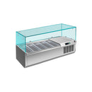 Pizzakühlaufsatz mit Glasaufsatz 5x 1/4 GN | 1200x335x460 mm