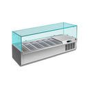 Pizzakühlaufsatz mit Glasaufsatz 6x 1/4 GN | 1400x335x460 mm