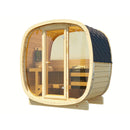 Fjordholz Barrel Sauna Model Bus 160 with Full Glass Front and Half Glass Window