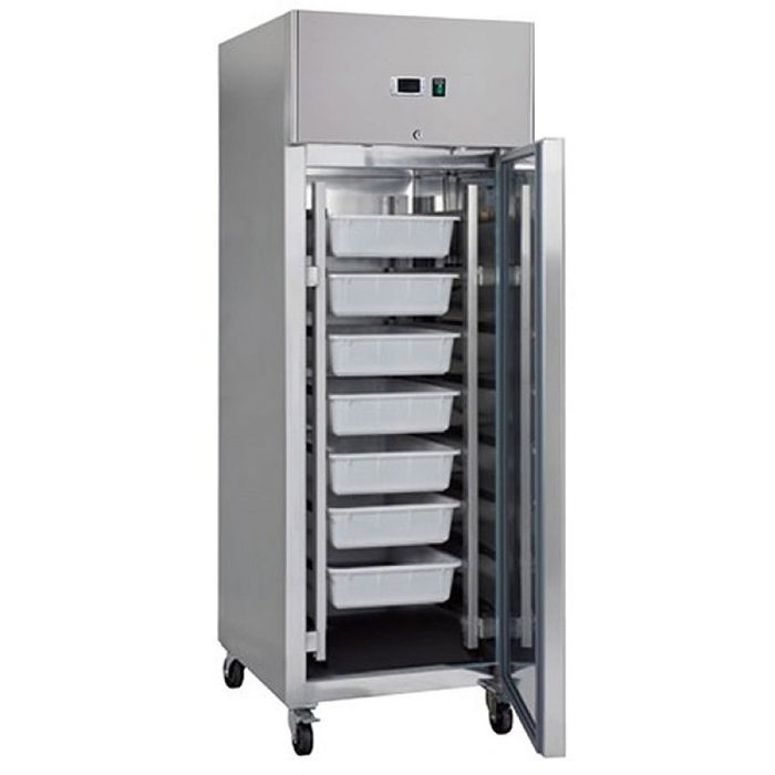 MAXIMA Fischkühlschrank - 600 l - 7 Behälter (60 x 40 cm) - auf Rädern - Rostfreier Stahl