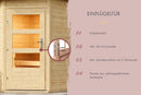 Karibu Mini Gartensauna "Saunahaus Pepe 3" 5 Personen Natur ohne Ofen