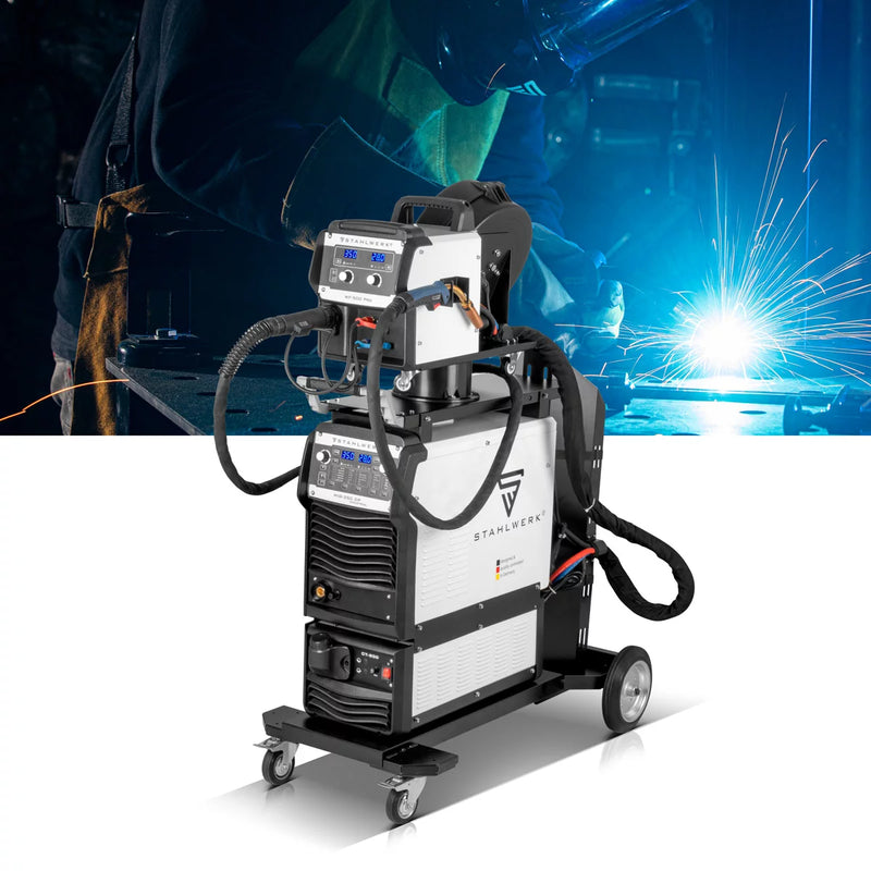 STAHLWERK Industrie-Schweißgerät MIG MAG 350 DP Vollausstattung Vollsynergischer, wassergekühlter IGBT Inverter mit 350 A und Spot-Funktion, MIG MAG Schweißanlage mit Puls | Doppelpuls