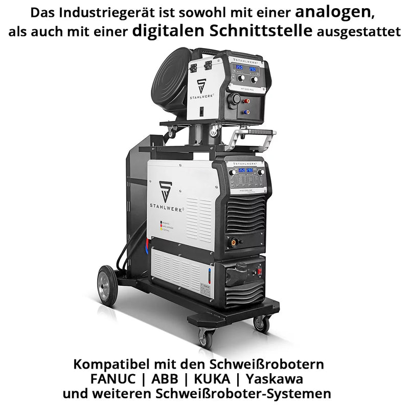 STAHLWERK Industrie-Schweißgerät MIG MAG 350 DP Vollausstattung Vollsynergischer, wassergekühlter IGBT Inverter mit 350 A und Spot-Funktion, MIG MAG Schweißanlage mit Puls | Doppelpuls