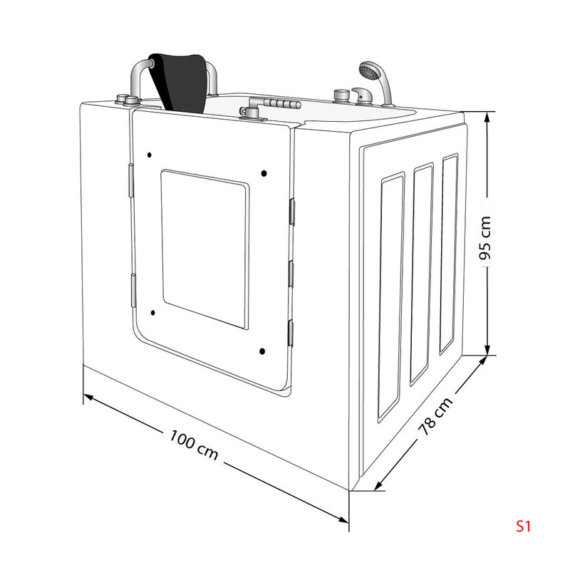 Acqua Vapore Senioren Sitzbadewanne Sitzwanne Badewanne mit Tür S02-B-L 100x78 cm