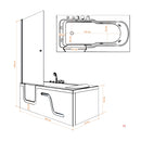 Acqua Vapore Seniorendusche Kombi Duschkabine Whirlpool Seniorenwanne mit Tür S17D-TH-WP-R-EC 75x150 cm